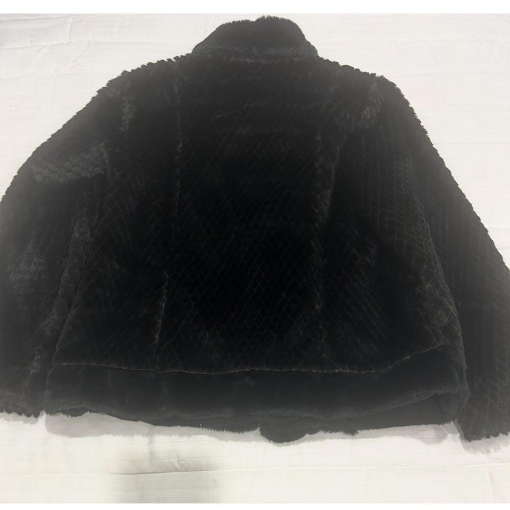 Black Faux Fur Textured Jacket Coat Women's Size M - Picture 3 of 9